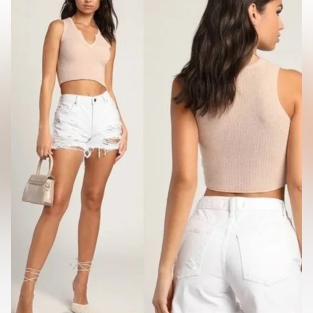 NWT Free People We the Free white distressed shorts, size 27